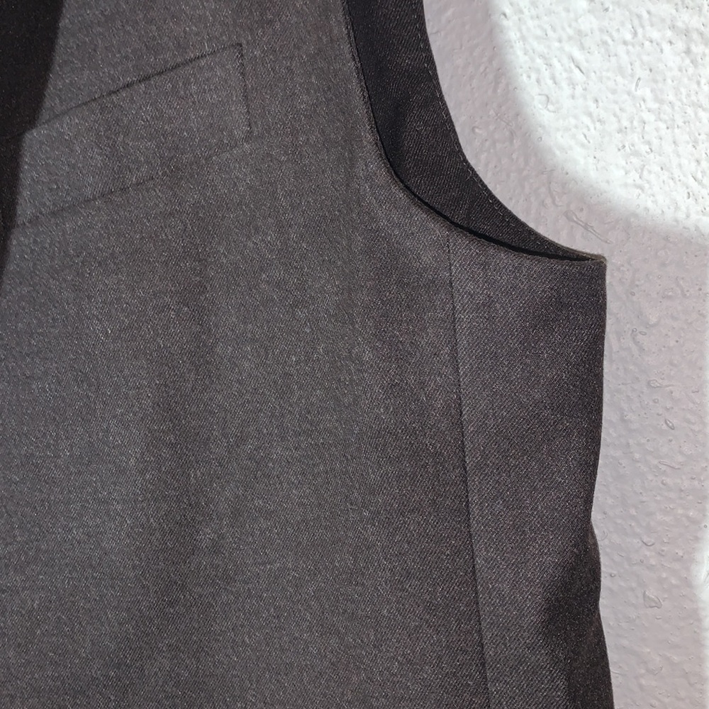 MNG brown oversized long 2 button Vest Sz M formal 90’s classic faux pockets NWT - Picture 11 of 17